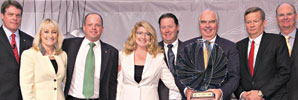 Representatives of Kemet accepting the Global Operations Excellence Award from TTI executives.